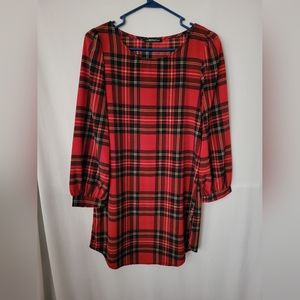 The vintage shop red plaid print dress Size Small